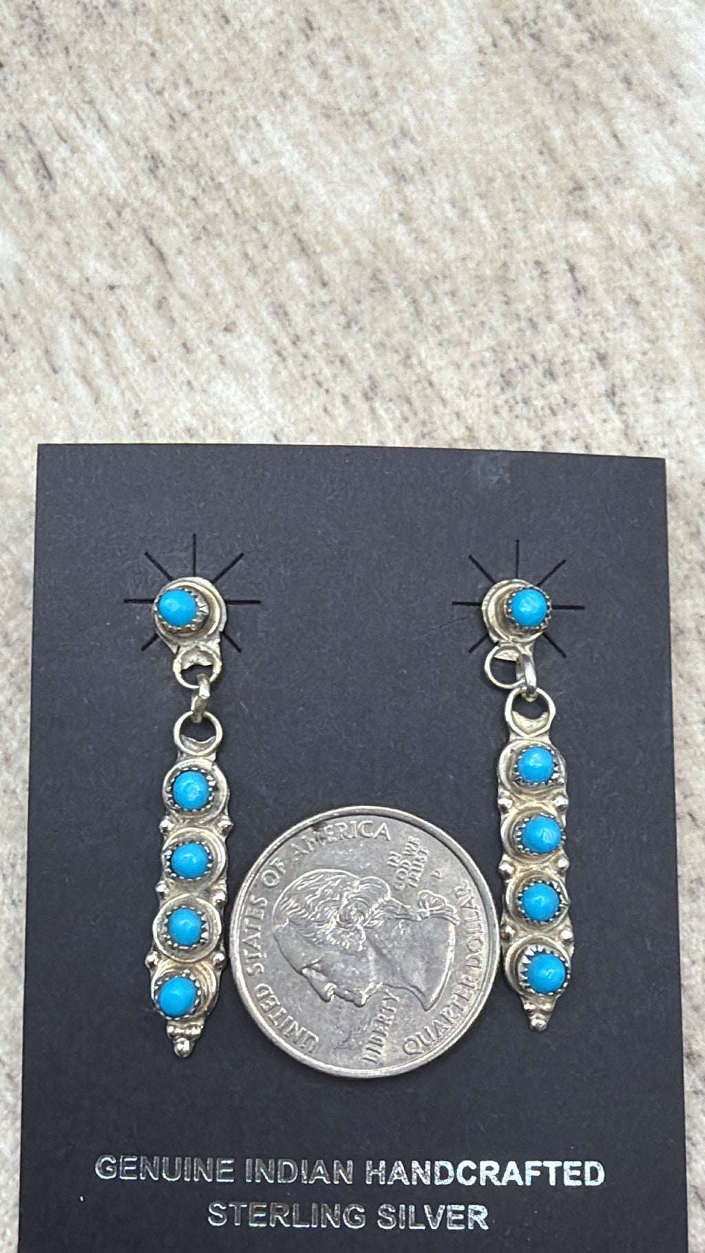 June Davis, Sterling Silver Turquoise Earrings, Native Made