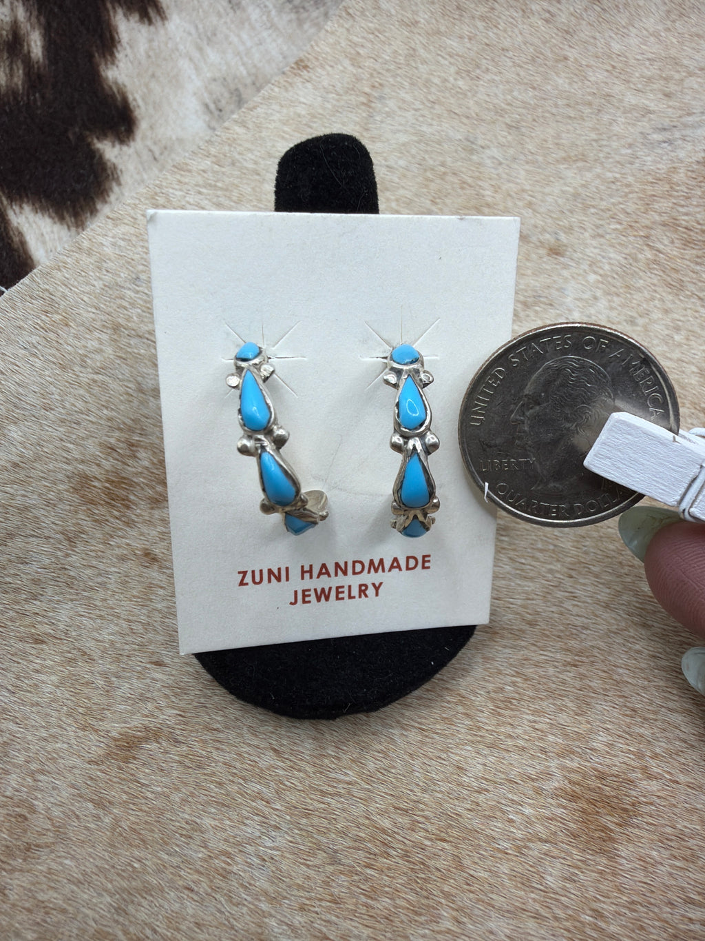 Davis Kaamasse Turquoise Sterling Silver Hoop Earrings