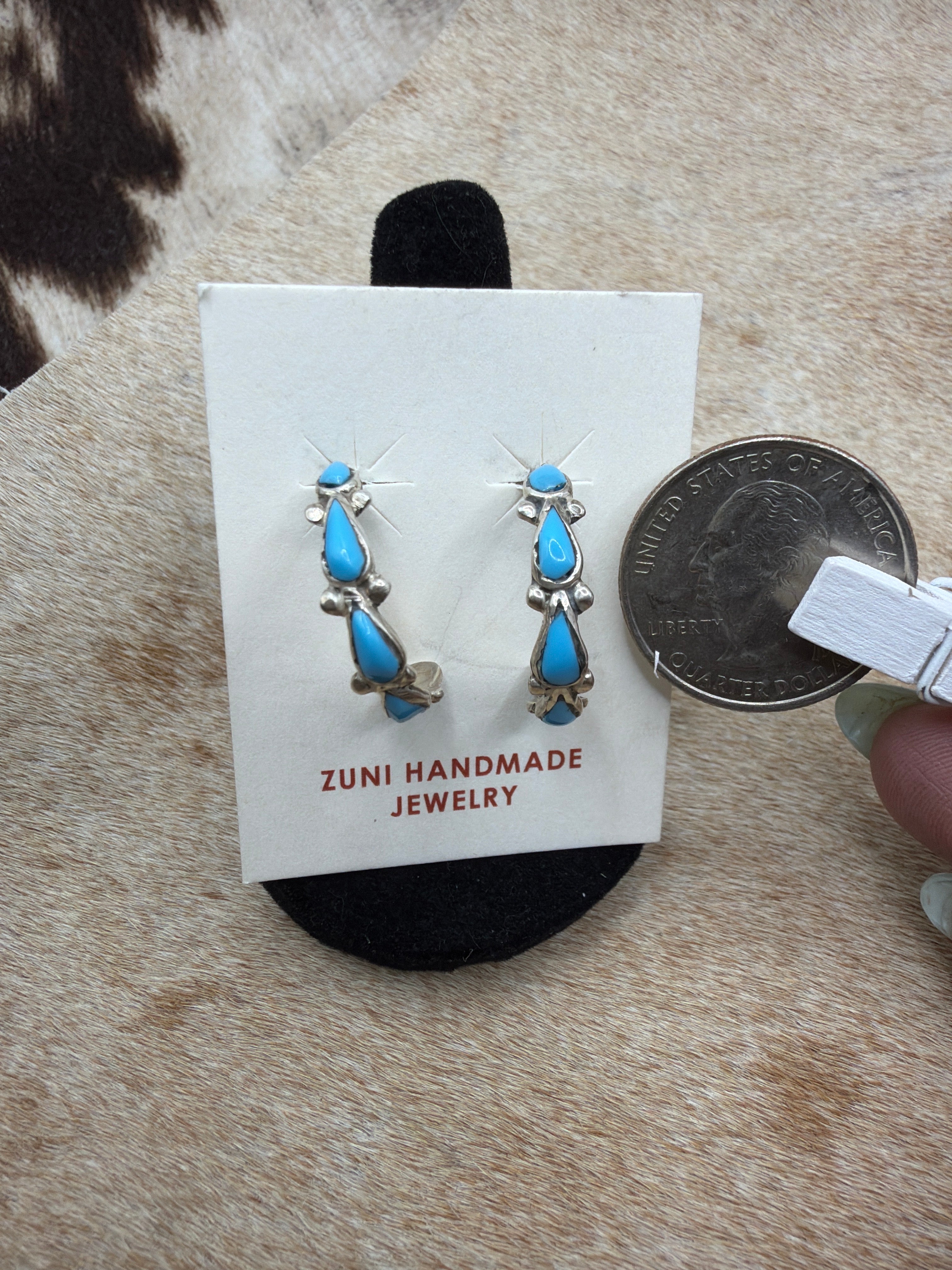 Davis Kaamasse Turquoise Sterling Silver Hoop Earrings