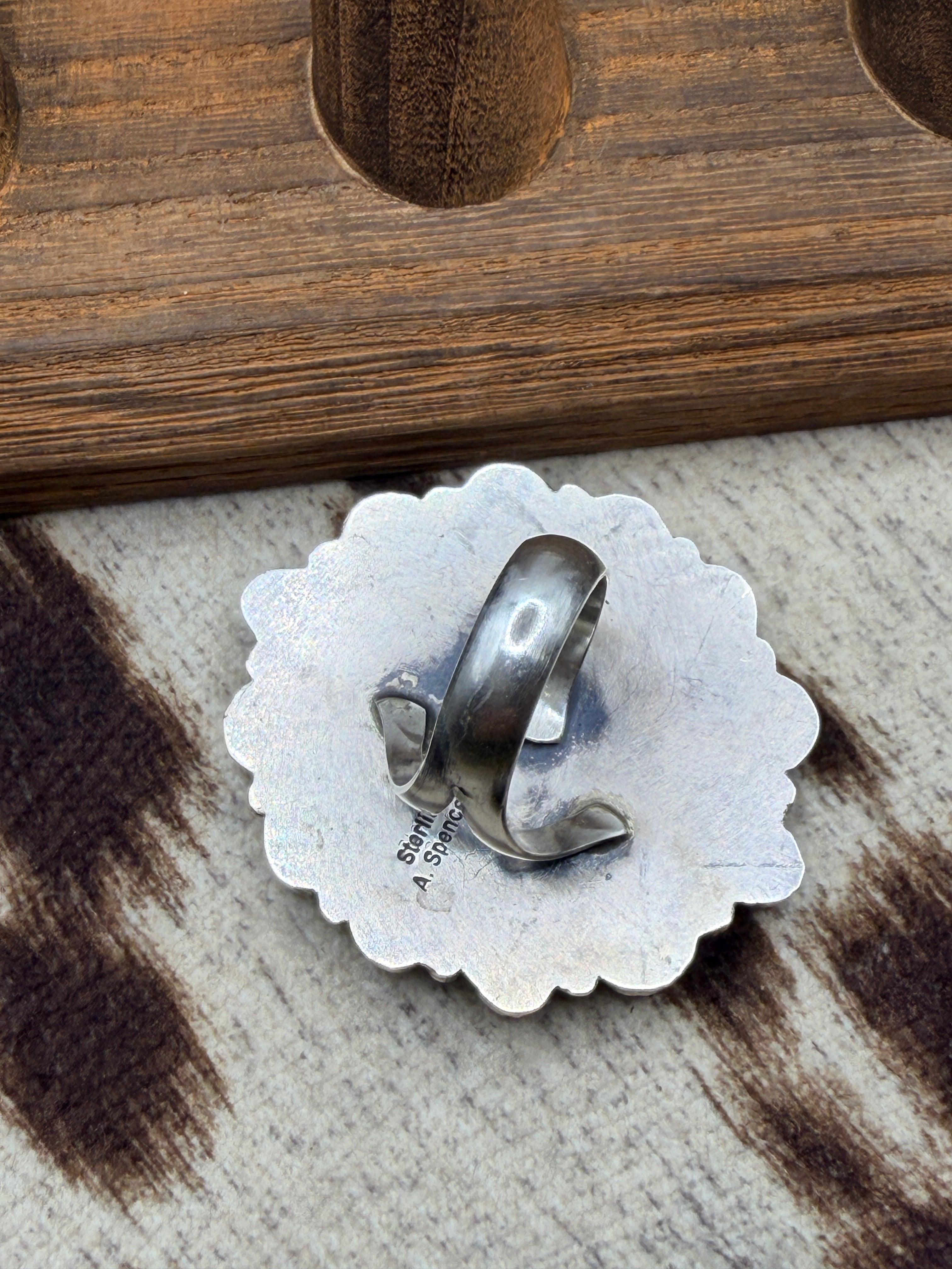 Annie Spencer, Liberty Dime Sonoran Gold Turquoise and Sterling Silver Ring