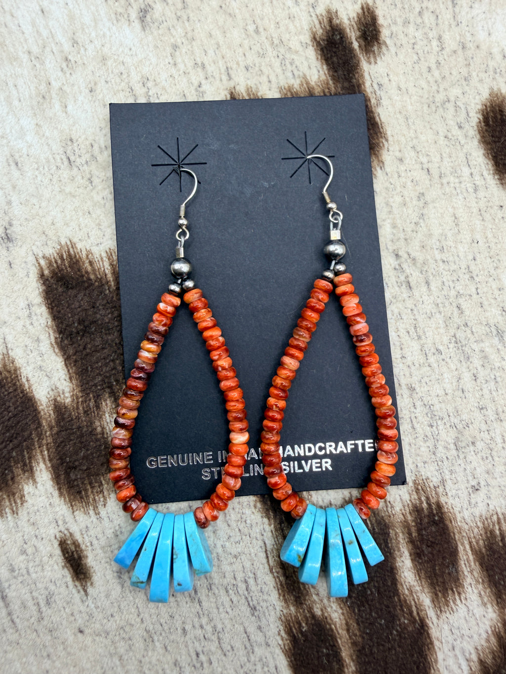 Corraine Smith, Coral and Turquoise Earrings, Native Made