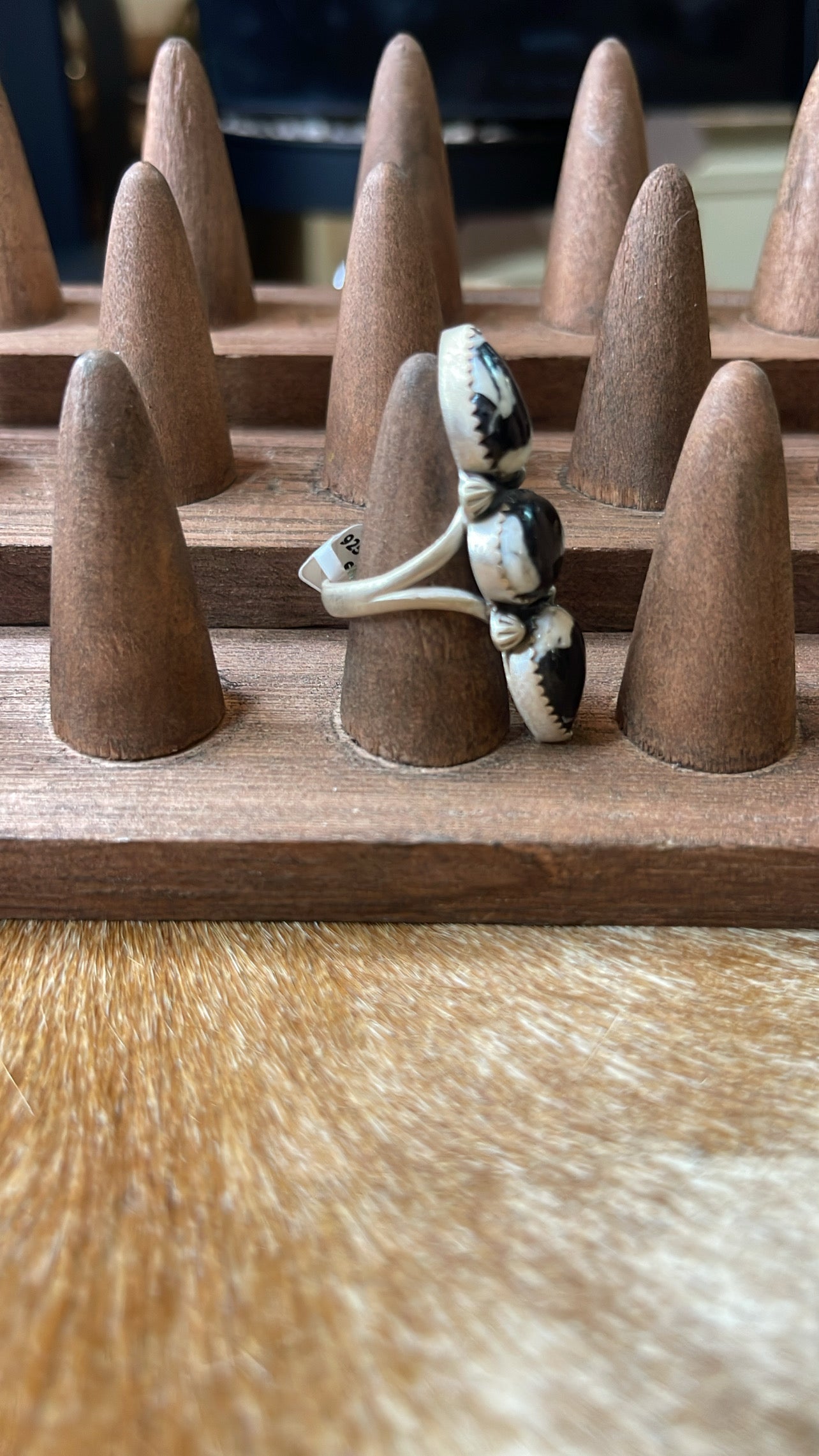 Three Stone White Buffalo Size 8 Ring