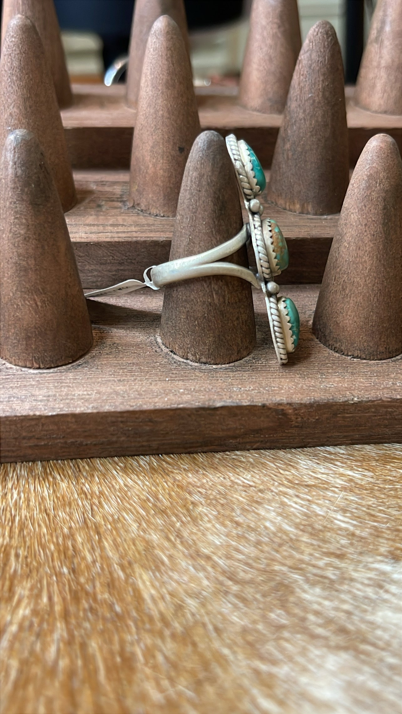 Three Stone Emerald Valley TurquoiseSize 8 Ring