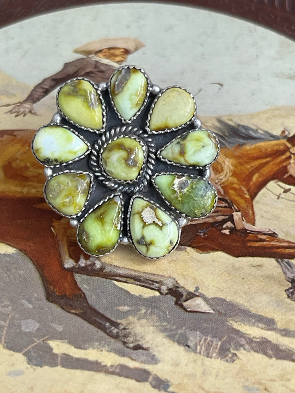 Adjustable 10 Stone Cluster Palomino Ring