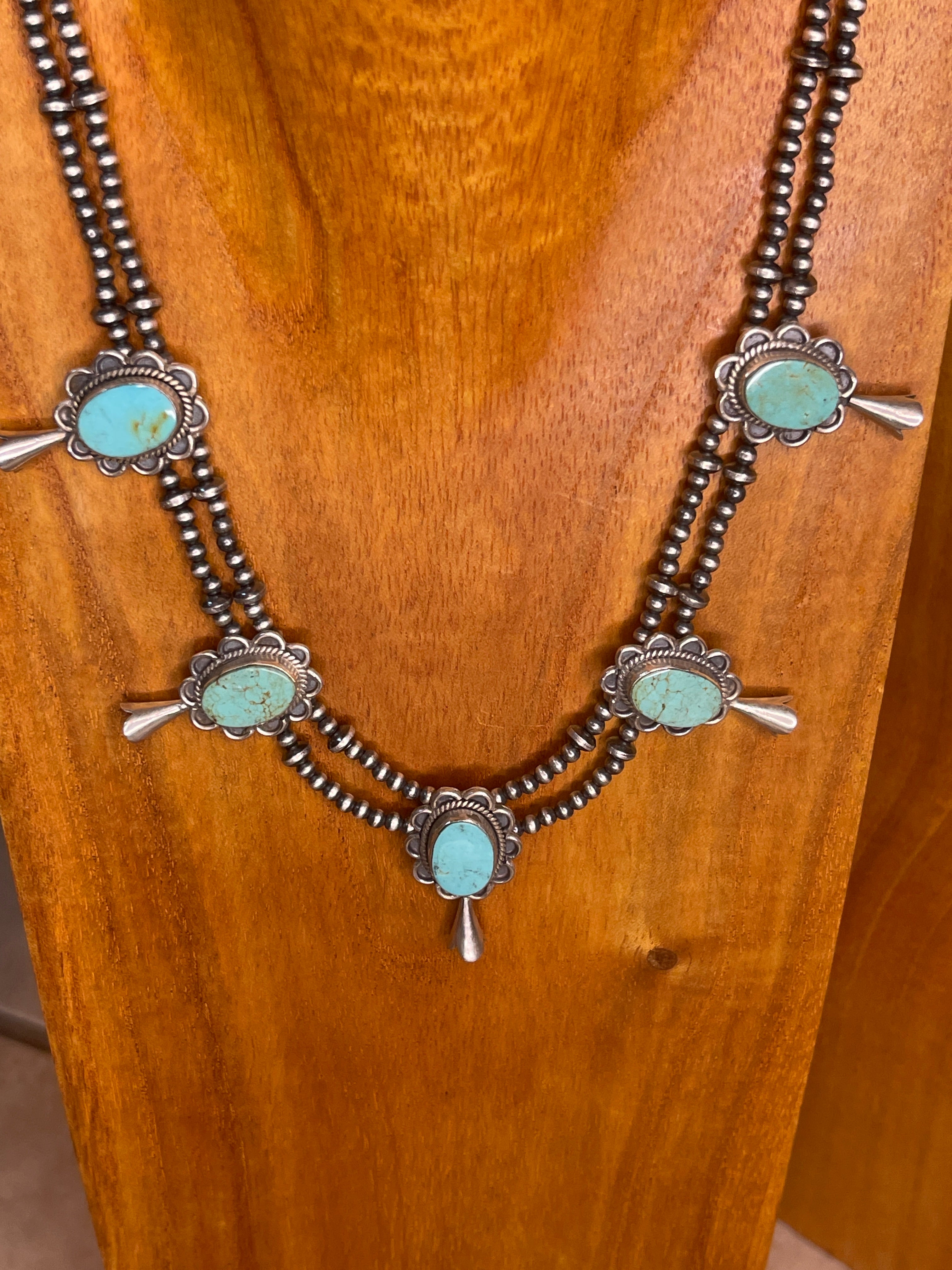 Kingman Turquoise blossom necklace